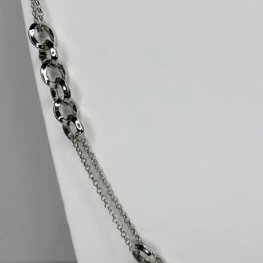 Silver Tone Mixed Link Chain Necklace ✨
